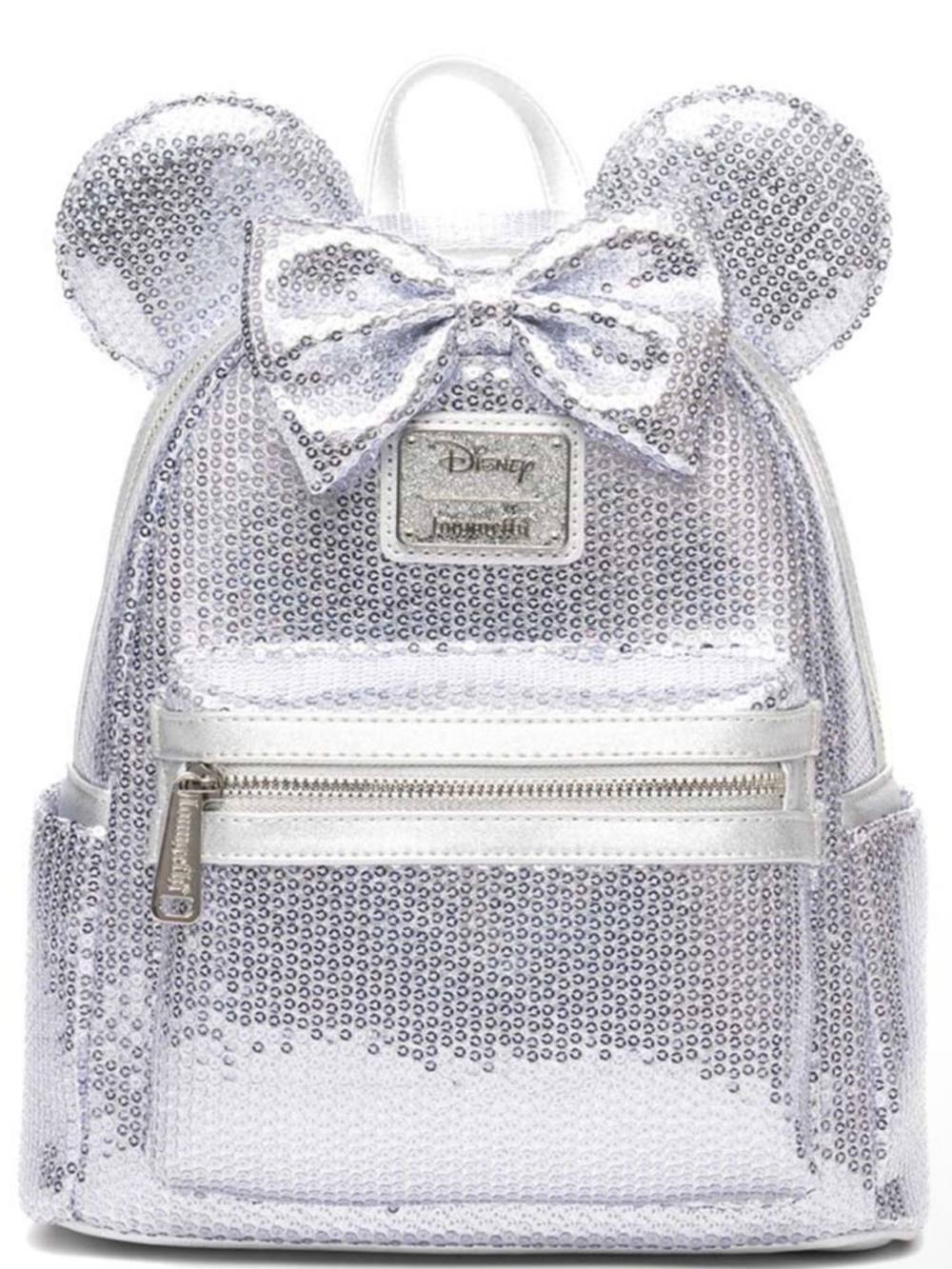 Loungefly Disney Minnie Mouse Platinum Sequin Mini Backpack